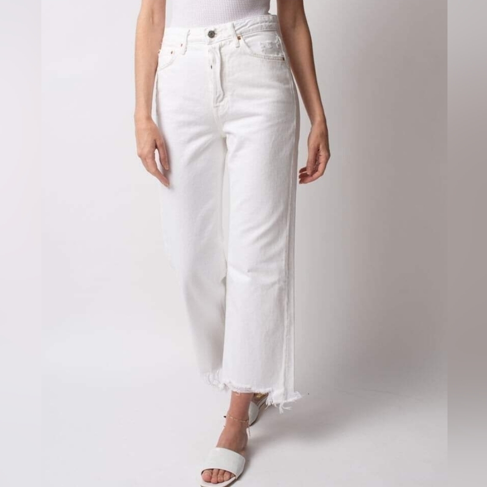 GRLFRND Bobbi Jeans in White Waves, Size 26